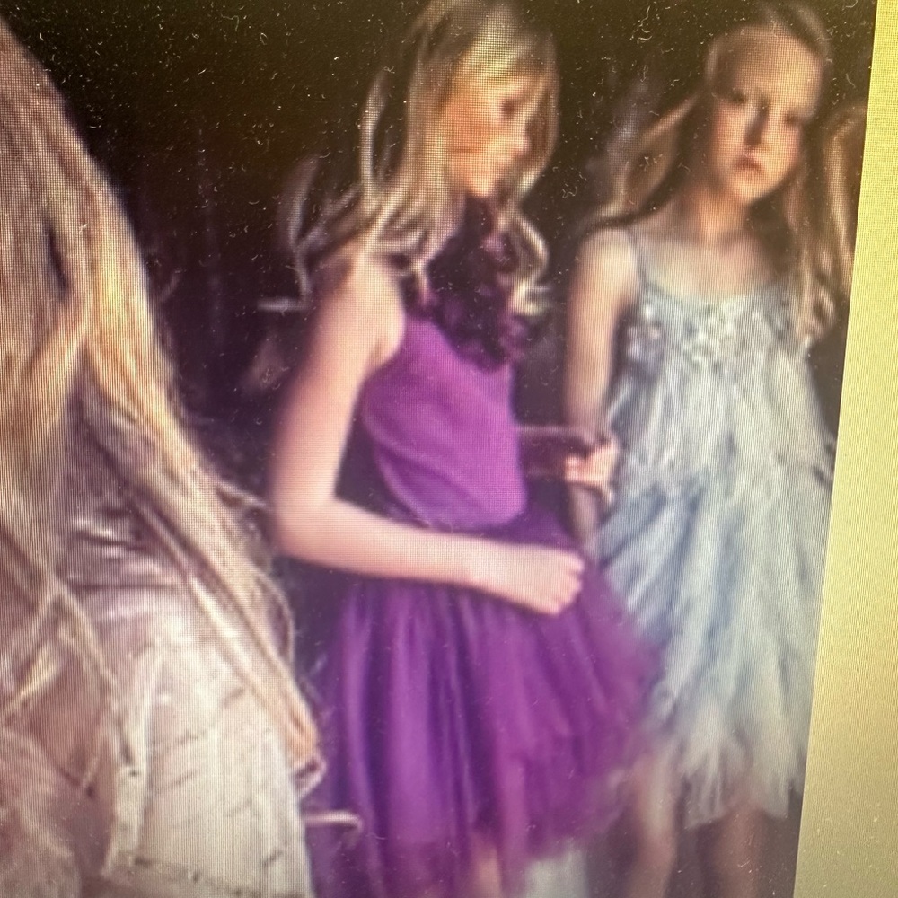Tutu Du Monde long Purple Tulle Dress with floral detailing and halter top